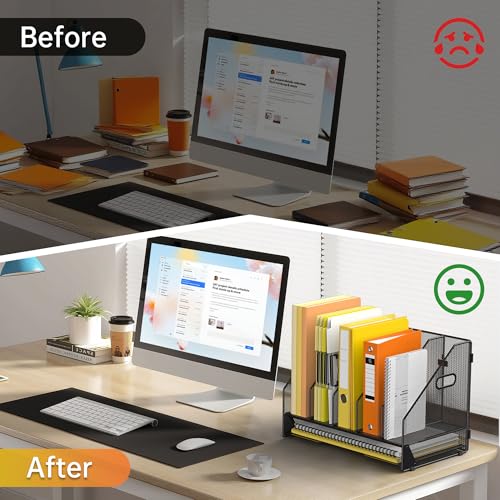 Docnest Mesh Desk File Organizer, 5 Vertical Compartment Box Sorter, Black - color: Blck-5 Compartments
