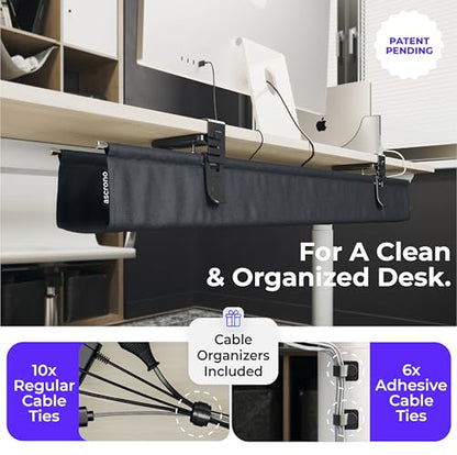 Ascrono Original Under Desk Cable Management Tray, Black, 27.3" - color: Black, size: Regular (27.3 in)