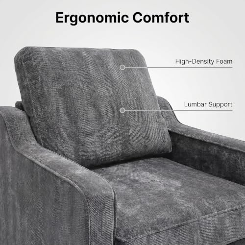Dark Grey Accent Chairs Set of 2, Comfy Arm Chairs for Living Room, Office | STHOUYN Club Chair, Reading Chairs for Bedroom, Waiting Area Seating, Small Space Office Chairs, Supportive Wide Seat - color: Dark Gray