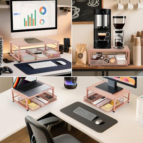 Computer Monitor Stand for Desk, Small Laptop Stand Riser, Broze - color: Bronze-Small