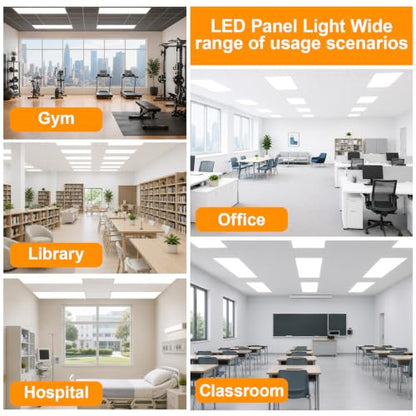 6 Pack 2x2 LED Flat Panel Light Drop Ceiling Office Fixture 5 CCT 3000K-6500K Adjustable & 5 Wattage 15W-20W-30W-40W-50W Selectable, 0-10V Dimmable，Flush Mount Ceiling Light - size: 2x2 6PACKS