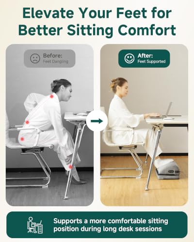 Snailax Heated Foot Rest Under Desk, Adjustable Height Foot Stool | 2026 Upgraded, Foot Warmer with 2 Heat Levels, 3 Vibration Modes, Memory Foam Support for Office, Home Office and Gaming - color: A.grey