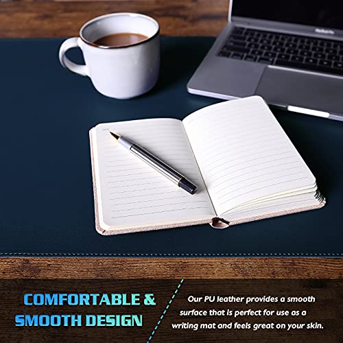 K KNODEL Large Sewing Leather Desk Mat, Desk Pad (Dark Blue, 31.5" x 15.7") - color: Dark Blue/Yellow, size: 31.5" x 15.7"