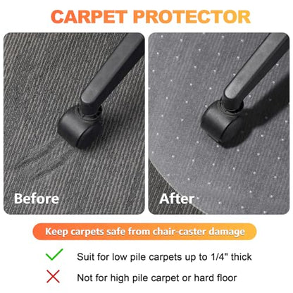 Chair Mat for Carpet- Low Pile (1/4" Thick) Carpet Protector for Office Gaming Computer Desk Chair. Heavy Duty Desk Chair Mat for Carpeted Floors, Semi Transparent (Round-39in)