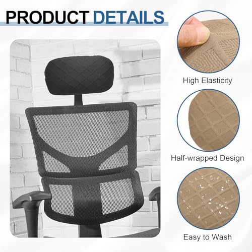 uxcell Office Chair Pillow Cover, Office Chair Headrest Attachment Mesh Removable Headrest Protector for Home Desk Computer Chairs, Khaki - color: Khaki