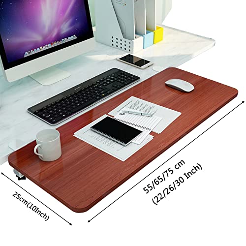 V3VOGUE 90° Foldable Desk Extender Armrest Shelf, Extended Desktop and Space Saver, Clamp-On Keyboard Drawer Tray, with K-Bracket, Ergonomic Computer Elbow Arm Support Relieve Fatigue - color: Teak, size: 75x25cm(30x10Inch)