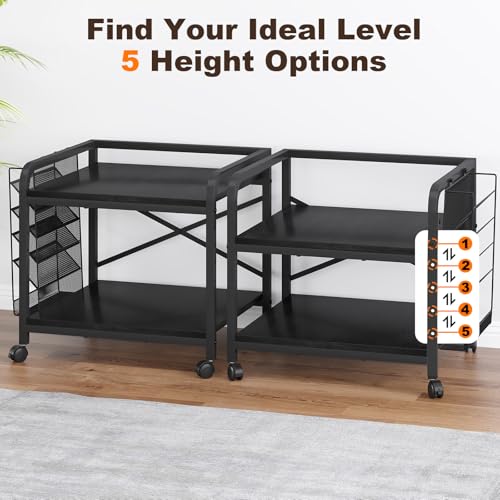 24"x20" Printer Stand with Hanging File Holder & Wheels, Black - color: Black, size: Extra Large