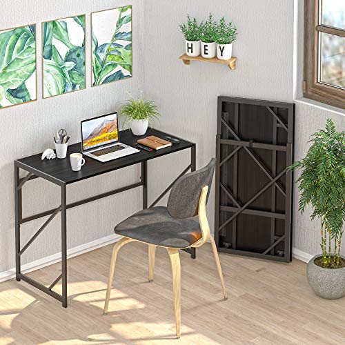 Elephance Folding Desk Writing Computer Desk for Home Office No-Assembly | Study Office Desk,Foldable Table for Small Spaces,31.5 Inch,Black - color: Black, size: 31.5 Inch