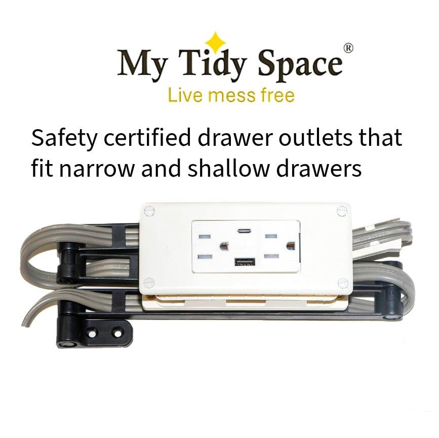 Low Profile in-Drawer Outlet (2) PD30W USB-C (2) 15 Amp Docking Station Plugs with Retractable arm - size: (2) PD30W USB-C, style: Low Profile