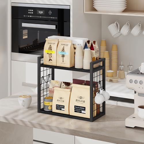 ELITEROO Desk Shelf Organizer, 2 Tier Wooden Desktop Bookshelf, Black - color: Black