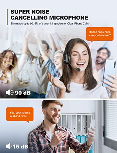 TECKNET Trucker Bluetooth Headset, AI Noise Canceling Mic, Wireless On-Ear | AI Noise Canceling Mic reduces background noise for clear calls. Wireless hands-free headset for truckers and office use.
