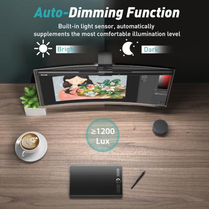 Quntis Monitor Light Bar with Remote Control, Fit for Curved/Flat Monitor, Eye-Care USB Computer Lamp Dimmable Screen Light Bar with Auto-Dimming, No Glare Home Office Gaming Desk Lamp - style: ScreenLinear PRO+