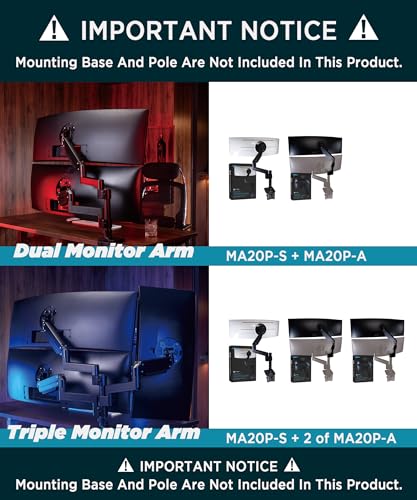 ULTRARM Heavy Duty Extension Arm Accessory for MA20P-S Do Not Use Alone - color: Black, size: Extension Monitor Arm