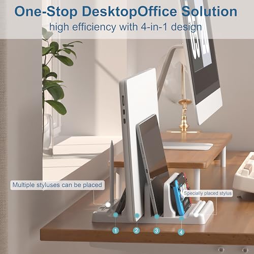 Vertical Laptop Stand, Adjustable 4 in 1 ABS Plastic Laptop - color: White