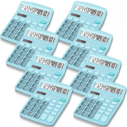 8 Pack 12 Digits Calculator Bulk Calculators Desktop Solar and Battery Dual Power Large LCD Display and Sensitive Butto Handheld for Office, School, Home(Blue) - color: Blue