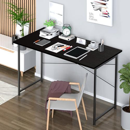 YSSOA Computer Desk Home Office Work Study Writing Modern Simple Table with Headphone Hooks - color: Basic Black, size: 47 Inch