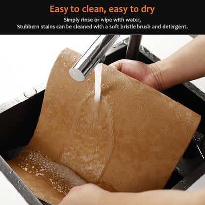Brown Plastic Vinyl Placemats Set of 12, Waterproof Heat Resistant Table Mats,Faux Leather Wipeable Washable Easy Clean Non-Slip Place Mats for Indoor Outdoor(12,Brown) - color: Brown