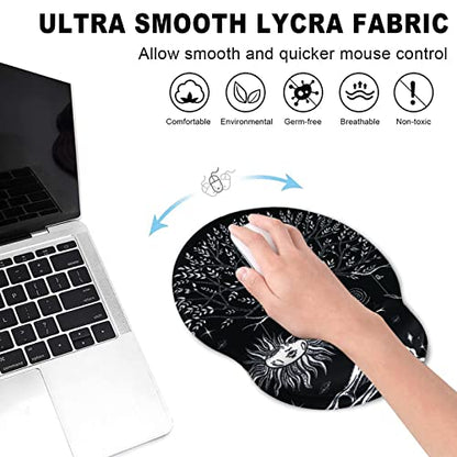 ToLuLu Mouse Pad Wrist Rest Support Gel, Ergonomic Mouse Pads with Non Slip PU Base, Mouse Wrist Rest Pad for Laptop Computer Home Office Working Gaming Pain Relief, Moon & Sun - color: Sun & Moon