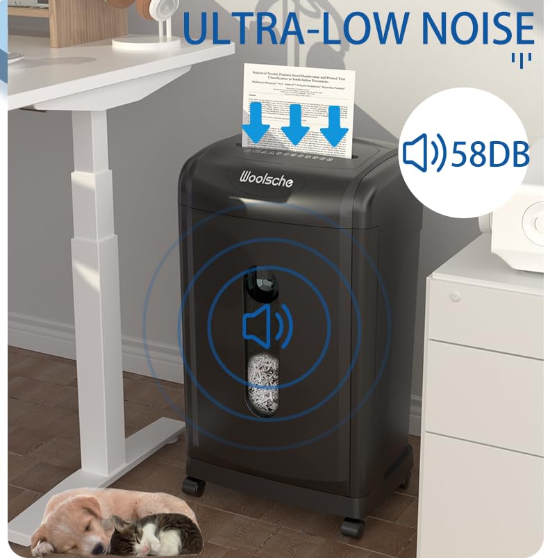 19-Sheet Heavy Duty Paper Shredder for Home Office P-4 Security Cross Cut Ultra Quiet 56 dB Operation 15 Min Continuous Run Auto Jam Reverse Large 7.93 Gallon Bin Shreds Paper Cardboard Credit Cards
