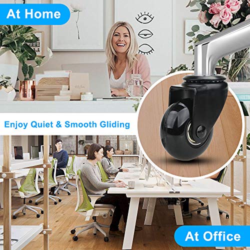 Office Chair Caster Replacement Wheel for Hardwood Floor and Carpet,2" Heavy Duty Universal Floor Safe Caster Set of 5,Rubber Wheels Office Chair to Replace Office Chair mats,fits 98% Chairs - color: Black