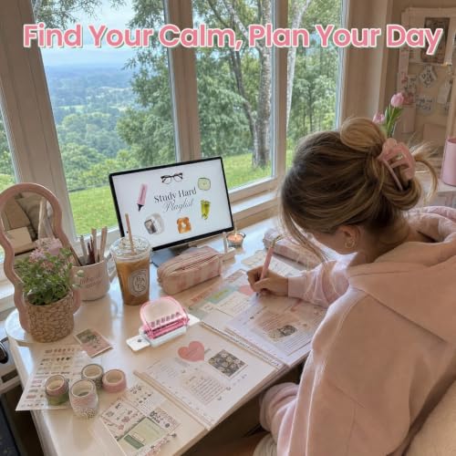 Colorful Mini Binding Machine,Portable 6-Hole Punch for Planners,DIY Paper Puncher Book Binder for A4 A5 B5,School Office Home Business,Craft,Scrapbooking,Notebook,Journaling - color: Ice-Clear Pink, size: S