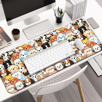 Cute Dog Large Mouse Pad, Puppy Desk Mat for Gaming, Office & Home | 31.5"x11.8"x0.12", HD Print, Long, Extended, Ultra-Smooth Surface, Non-Slip Rubber Base, Stitched Edges, Office Accessories - color: XK12