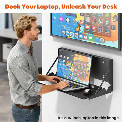 24 Inch Flip Down Keyboard Tray Wall Mount, Fold Down Typing Platform
