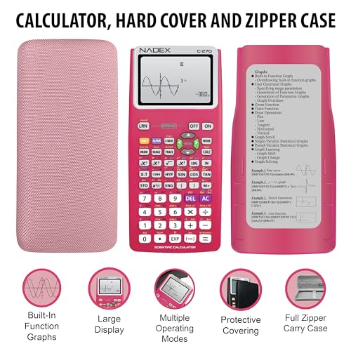Scientific Calculator with Graphing, Includes Carrying Case, for College and High School Students, Calculus, Algebra, Geometry, Trigonometry, Statistics, Physics, Chemistry, Pink - color: Pink