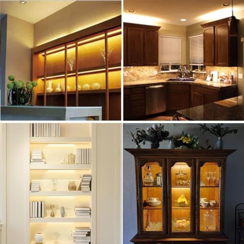 Premium LED Light Strips Kit: 6 x 12 Linkable Bars + Rocker Switch for Warm White Ambient Lighting in Cabinets, Closets, Shelf, Display Case, Showcase Lighting, 3000K Warm White | Ultra Slim Shelf Lighting for Kitchen Cupboard Showcase Display Case Counte