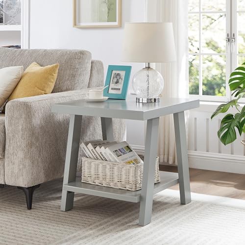 Roundhill Furniture Athens Contemporary Wood Shelf End Table in Gray - color: Grey