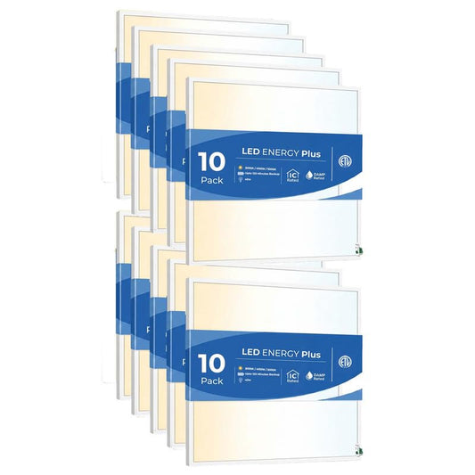 2X2 LED Flat Panel Light Emergency Battery Backup, 40W-3000K/4000K/5000K, 0-10V Dimmable, 4390 Lumens, LED Drop Ceiling Light, 100-277V, and UL Listed, Ultra Thin Back-Lit (10 Pack) - size: 10 Pack