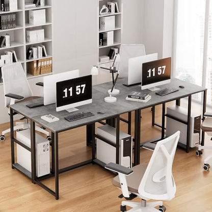 SINPAID Computer Desk 40 inches with 2-Tier Shelves Sturdy Grey Desks with Large Storage Space Modern Gaming Desk Study Writing Laptop Table, Gray - color: Grey, size: 40 IN