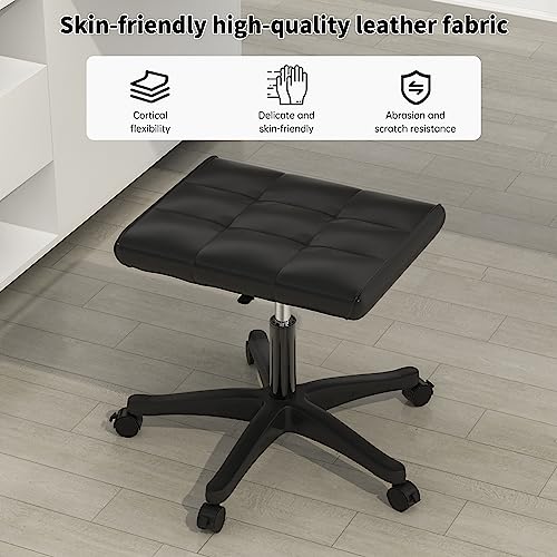 Mobile Footrest, Multi-Use Stool with Lockable Wheels, Under Desk Leg Rest Rolling Chair for Home Office, Adjustable Height Spa Salon Stool, Ottoman Foot Rest