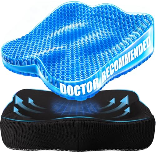 Gel Seat Cushion, Thicken Big Office Chair Cushion Chair Seat Pads for Long Sitting, Sciatica & Hip Pain Relief, Egg Seat Cushion for Wheelchair Car Office Home Travel Outdoor - color: Blue, size: X-Large(16.9"*14.6"*2.76")