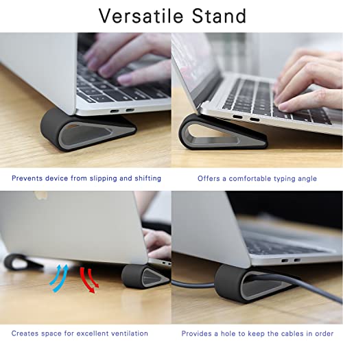 MoKo Universal Laptop/Computer Keyboard Stands,[4 Pack]Anti-Slip Silicone Tilting Wedge Riser Stable Kickstand,Ultra Compact Ventilated Tablet Stand Portable Elevation Feet for Notebook Keyboard-Black - color: Black