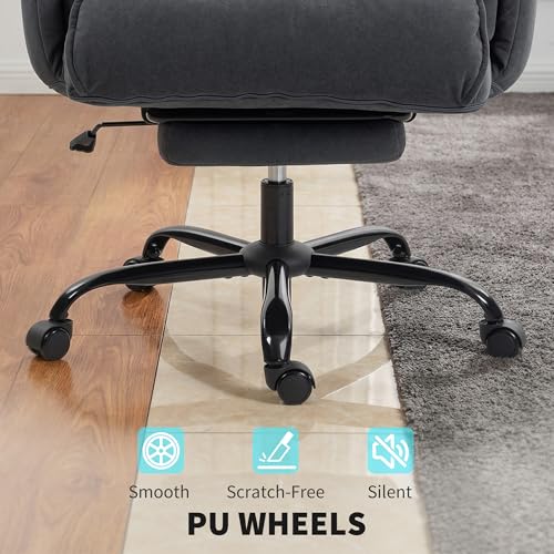 HOMCOM Executive Office Chair Comfy with Foot Rest, Reclining Swivel Computer Desk Chair with High Folding Back, Thick Cushion, Padded Armrest, Adjustable Height, Rolling Wheels, Dark Gray - color: Dark Gray