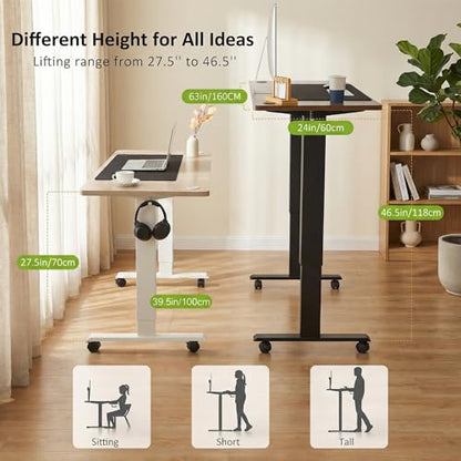farexon 63x24 in Electric Adjustable Standing Desk with Mouse Pad, Oak Gray - color: Oak Grey, size: 63 x 24''