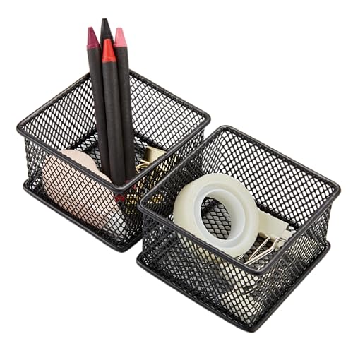 Annova Mesh Stackable Drawer Cabinet and Shelf Organizer Bins Storage Basket School Office Supply Holder Tray- Set of 2 (Black, 3x3x2 Inch) - color: Black, size: 3x3x2 Inch