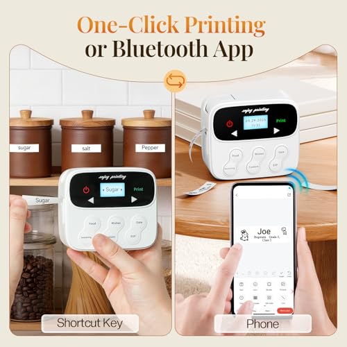 Phomemo F12 Ribbon Label Printer, Magnetic Label Maker Machine with 4 Tapes | No Typing Required, One-Click Printing, Handheld Rechargeable Backlit-LCD Screen for Home Food School Gift Wrapping Fridge - style: 1 Printer with 4 Tapes