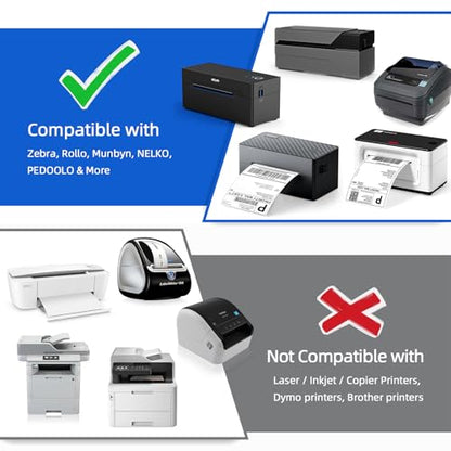 4" x 6" Fanfold Thermal Shipping Labels, 4 Stacks (500/Stack) | For Zebra/Rollo/MUNBYN Thermal Printers, 3-Proof, Perforated & Strong Adhesive, Jam-Free, Easy Peel, Total 2000 White Labels - size: 4" x 6", style: 4 Stacks