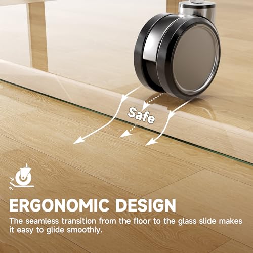 [Tempered Glass] 50“ x 44” Beveled Edge Glass Chair Mat with Polished Edge Clear Office Chair Mat, Glides Smoothly, Suitable for Carpet or Hardwood Floors - size: 50“x44”