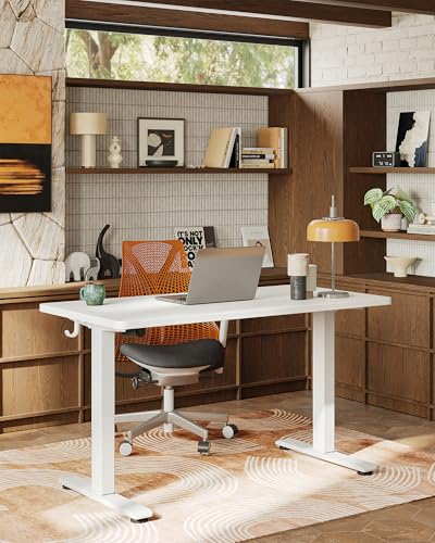 TIQLAB Electric Standing Desk,47 * 24 Inches Adjustable Height Stand up Desk, Sit Stand Home Office Table with Splice Board, White - color: White, size: 47*24 inch