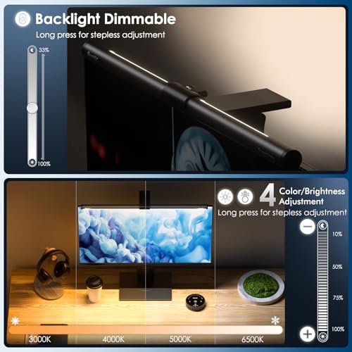 Quntis Computer Monitor Light Bar with Backlight, Desk Lamp with Remote - color: Gray