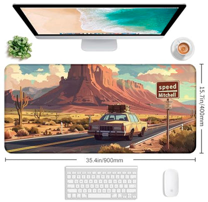 Natural Mountain View Gaming Computer Keyboard Pad, Computer Mouse Pad | Large Extended Mouse Pad; Full Desk Coverage; Waterproof Coating; Stable Anti-Slide Base For Gaming, Office, Study Daily Use - color: Grassland Highway