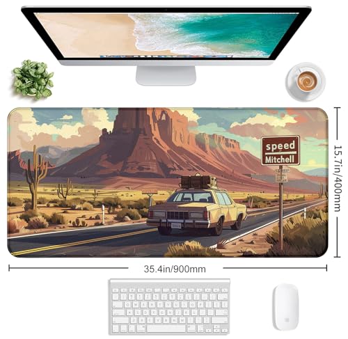 Natural Mountain View Gaming Computer Keyboard Pad, Computer Mouse Pad | Large Extended Mouse Pad; Full Desk Coverage; Waterproof Coating; Stable Anti-Slide Base For Gaming, Office, Study Daily Use - color: Grassland Highway