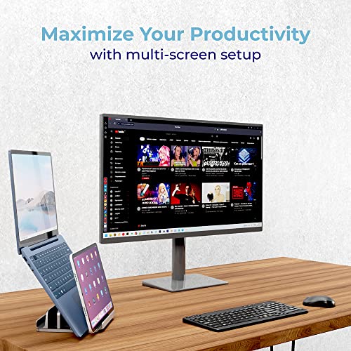 Adjustable Laptop Stand, 5 Slots, Aluminum Space-Saving, for Apple MacBook/Surface/Galaxy/Tablet/iPad/iPhone, Silver - color: Silver