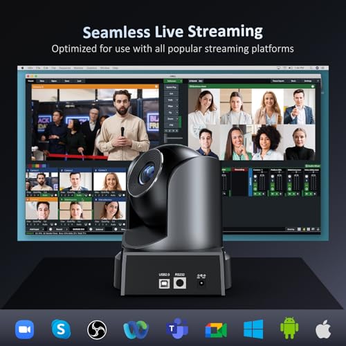 NexiGo Conference Room PTZ Camera System with 10X Optical Zoom, Remote Control, USB Output & Autofocus for Live Streaming, Meetings, Church Services, Education, for OBS/Zoom/Skype | Easy Setup - color: SilverBlack