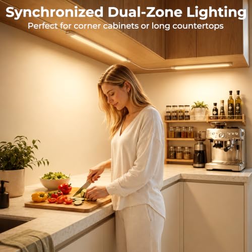 ASOKO LED Under Cabinet Lighting, Plug-in Integrated 2-Bar Under Counter Lights with On Off Switch, 1400LM Bright Linked ETL Light Bar 2700K Warm White for Kitchen Cabinets, Shelves, Workbench - color: Warm White, size: 16 Inch 2-Bar 1-Pack