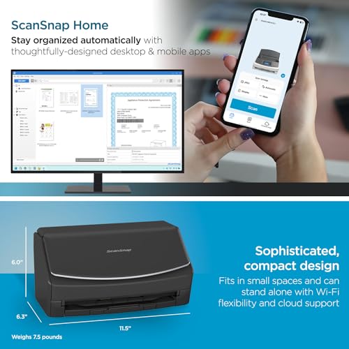 ScanSnap iX1600 Wireless or USB High-Speed Document Scanner, Black - color: ScanSnap iX1600 Black Photos & Documents