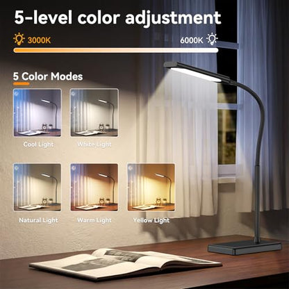 LED Desk Lamp, Eye-Caring Table Lights for Home Office - color: Black